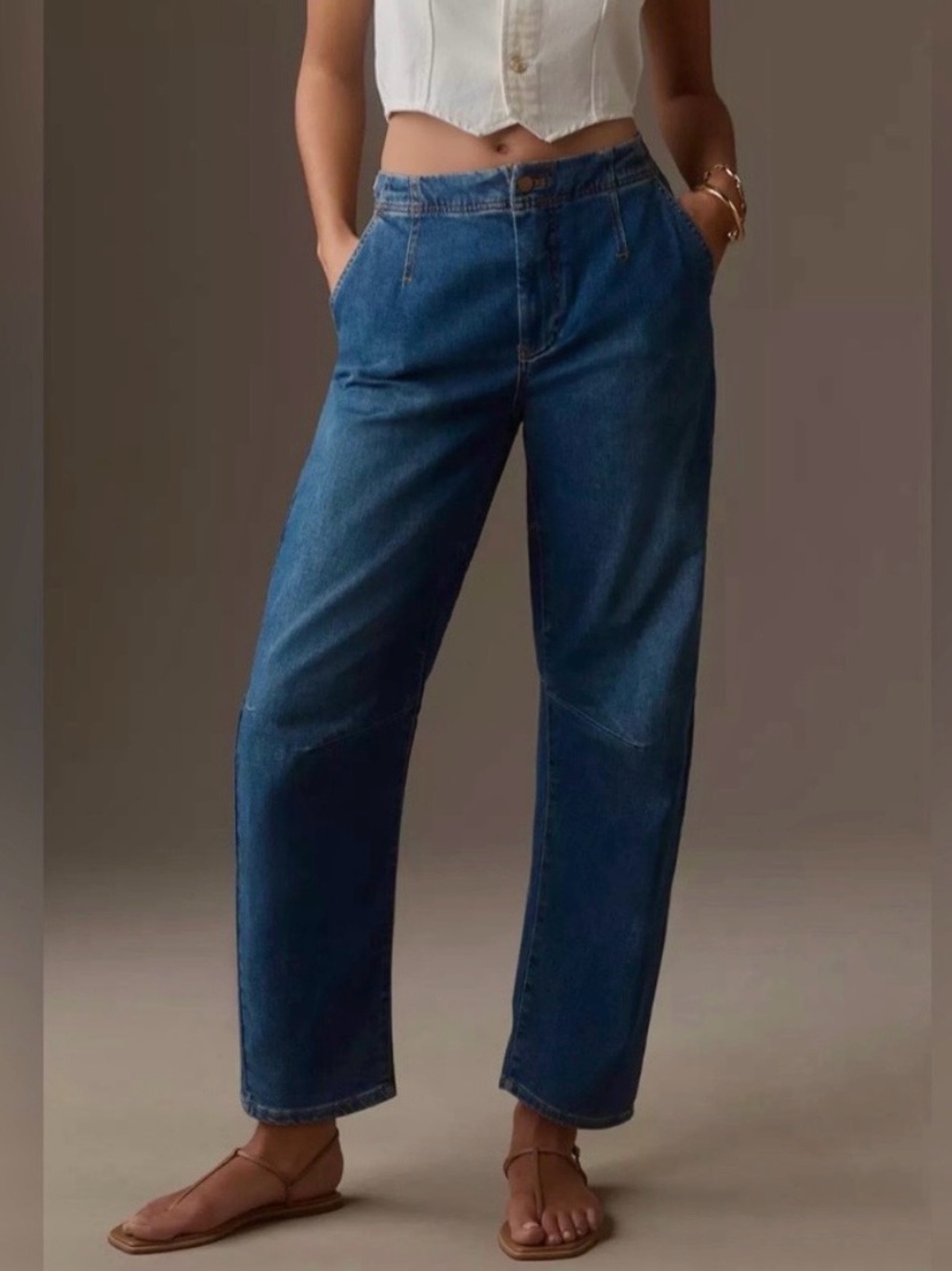 Anthropologie The Leni Mid-Rise Tapered Barrel Jeans by Pilcro Size 31 T